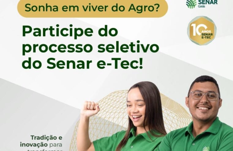Senar Goiás abre inscrições para cursos técnicos gratuitos em parceria com a Rede e-Tec