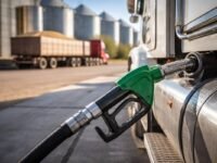 Caminhão sendo abastecido com diesel usado no transporte de cargas e no agronegócio brasileiro