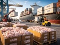 Exportação de carne de frango do Brasil em terminal logístico do agronegócio