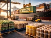 exportação de produtos agrícolas brasileiros em porto internacional