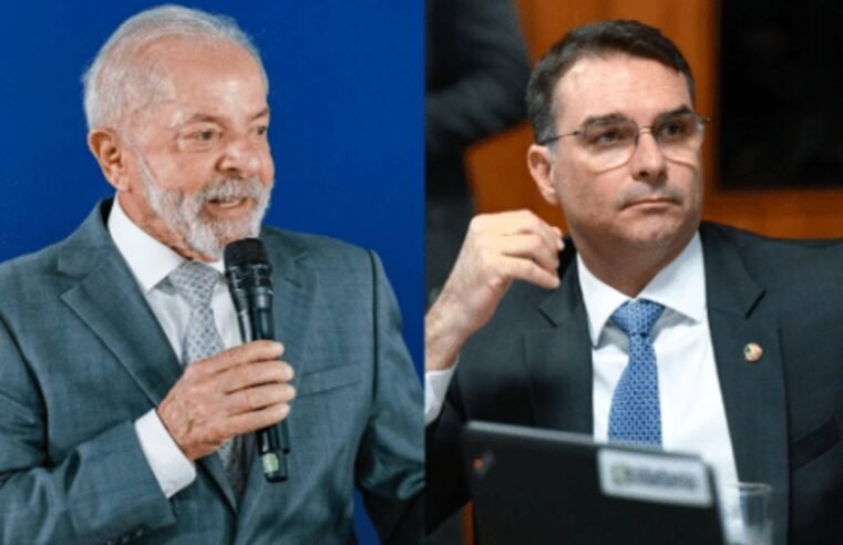 Flávio Bolsonaro e Lula em cenário de empate técnico no segundo turno segundo pesquisa Atlas Bloomberg